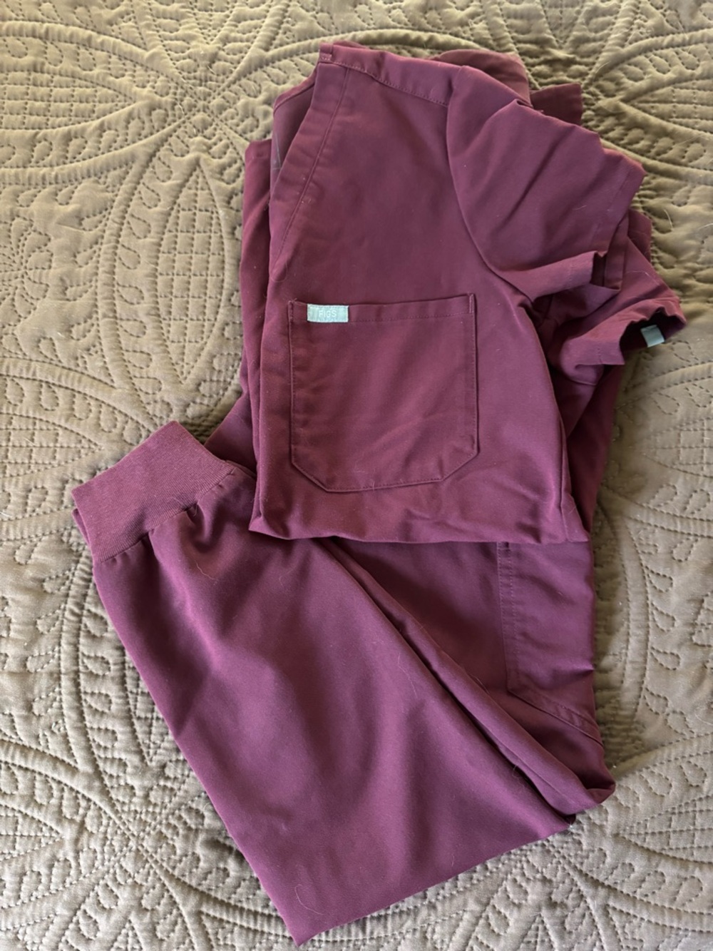 Figs Women's Scrub Top in Burgundy